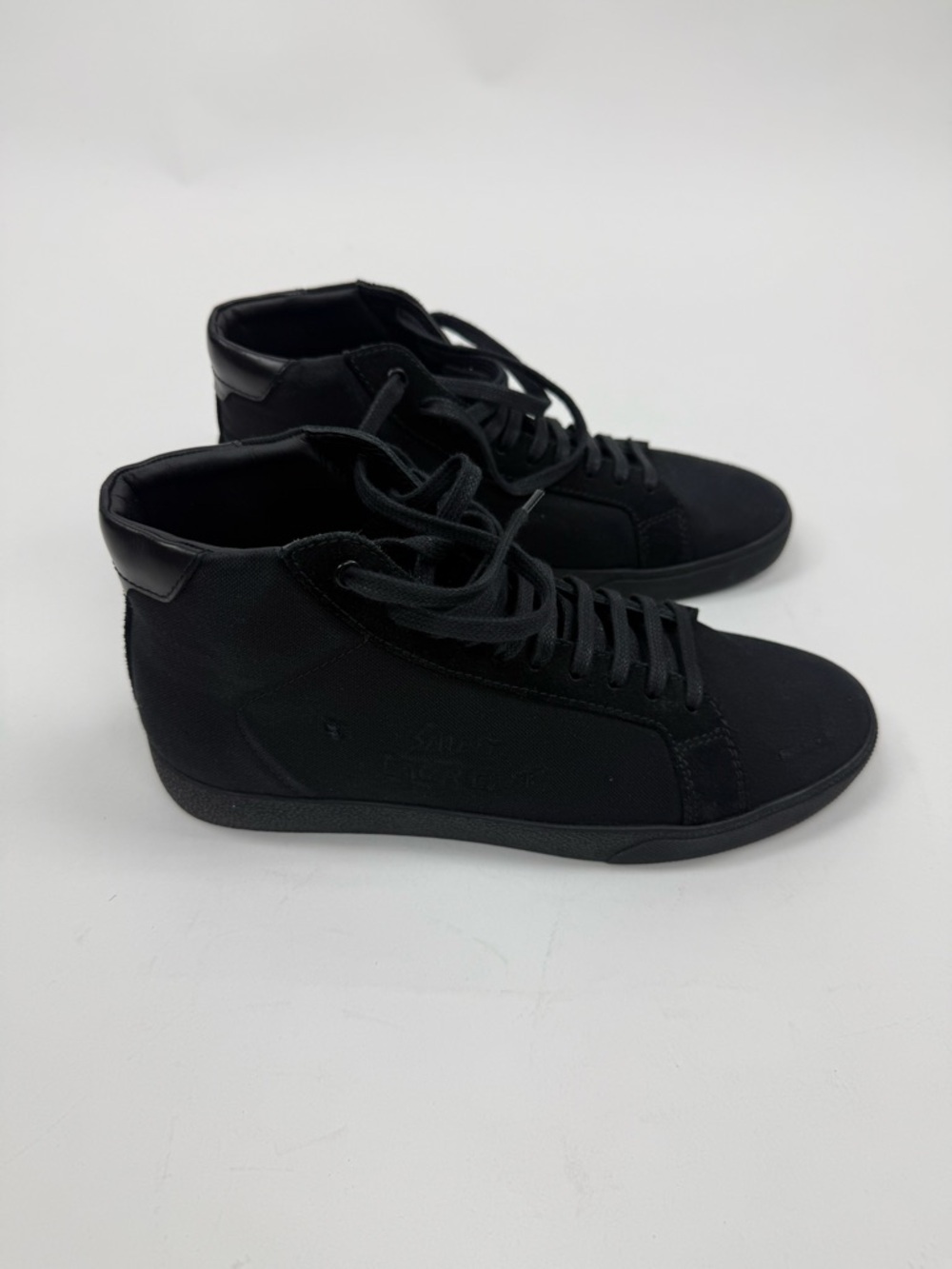 Saint Laurent Men's Black Lace-Up High-Top Sneakers - Picture 4 of 7
